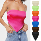 's Back Lace Up Satin Wrapped Chest Solid Color Triangular