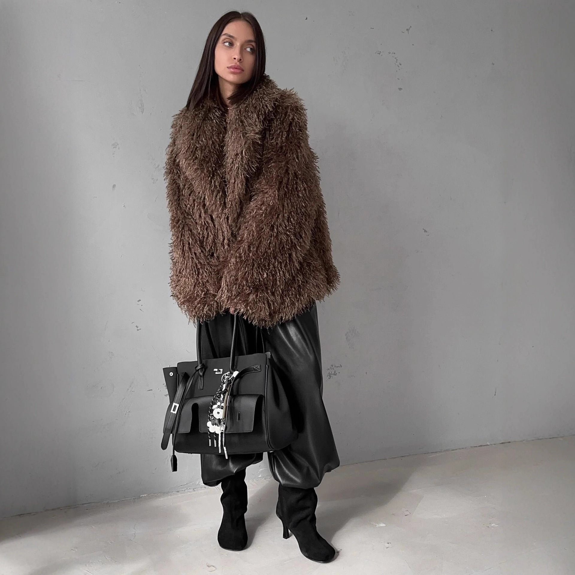 Women's Faux Leather & Faux Fur Coat