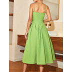 Sweetheart Sleeveless Split A-Line Midi Dress