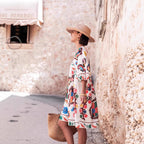 Floral V-Neck Short-Sleeve Mini Dress
