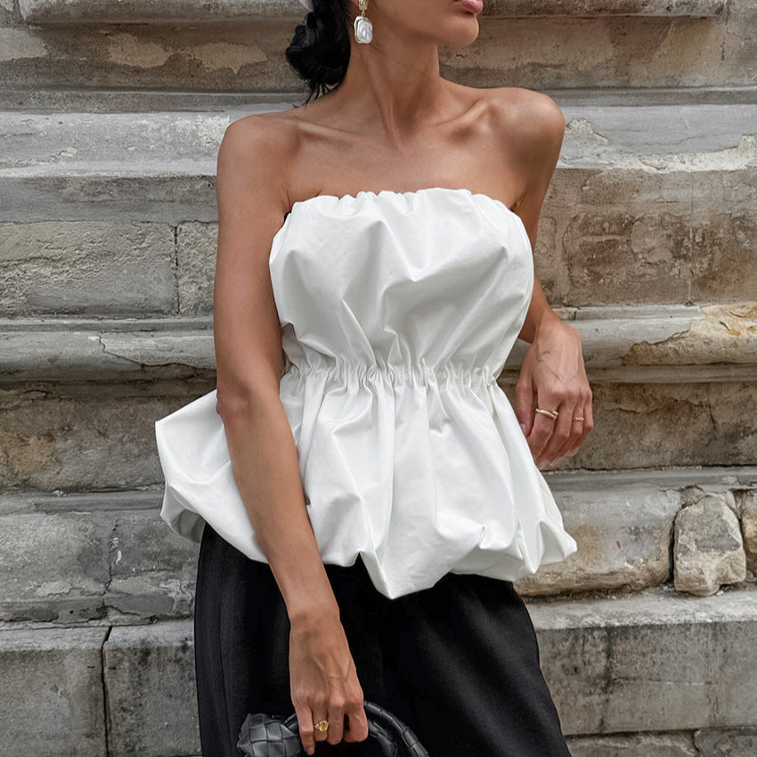 's Tube Top Graceful Personality Waist Balloon Top
