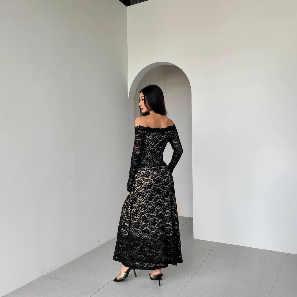 Lace Slim V-Neck Maxi Dress