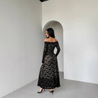Lace Slim V-Neck Maxi Dress