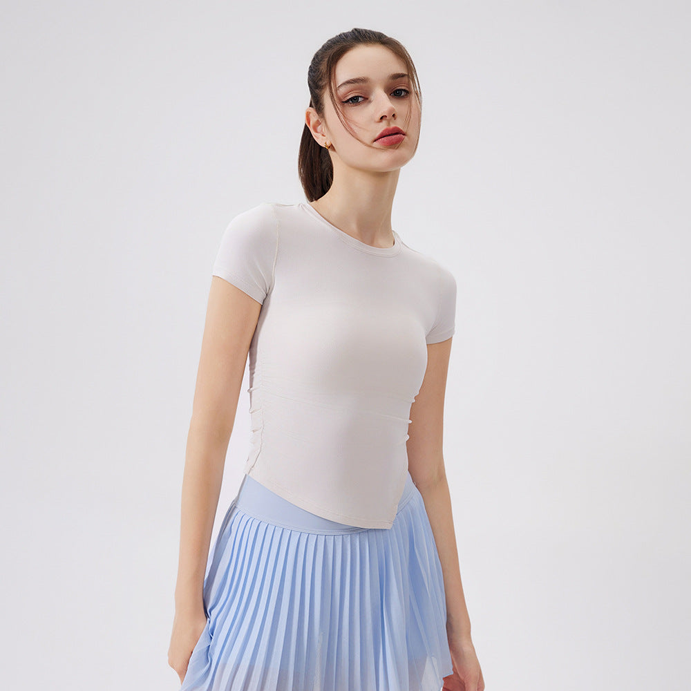 Women's Asymmetric Ruched Sports T-Shirt