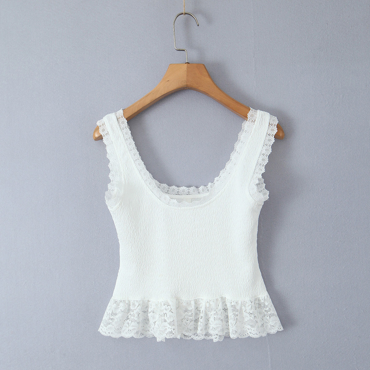 's Lace Splicing Sling Vest Pure Waist Lace Short Top