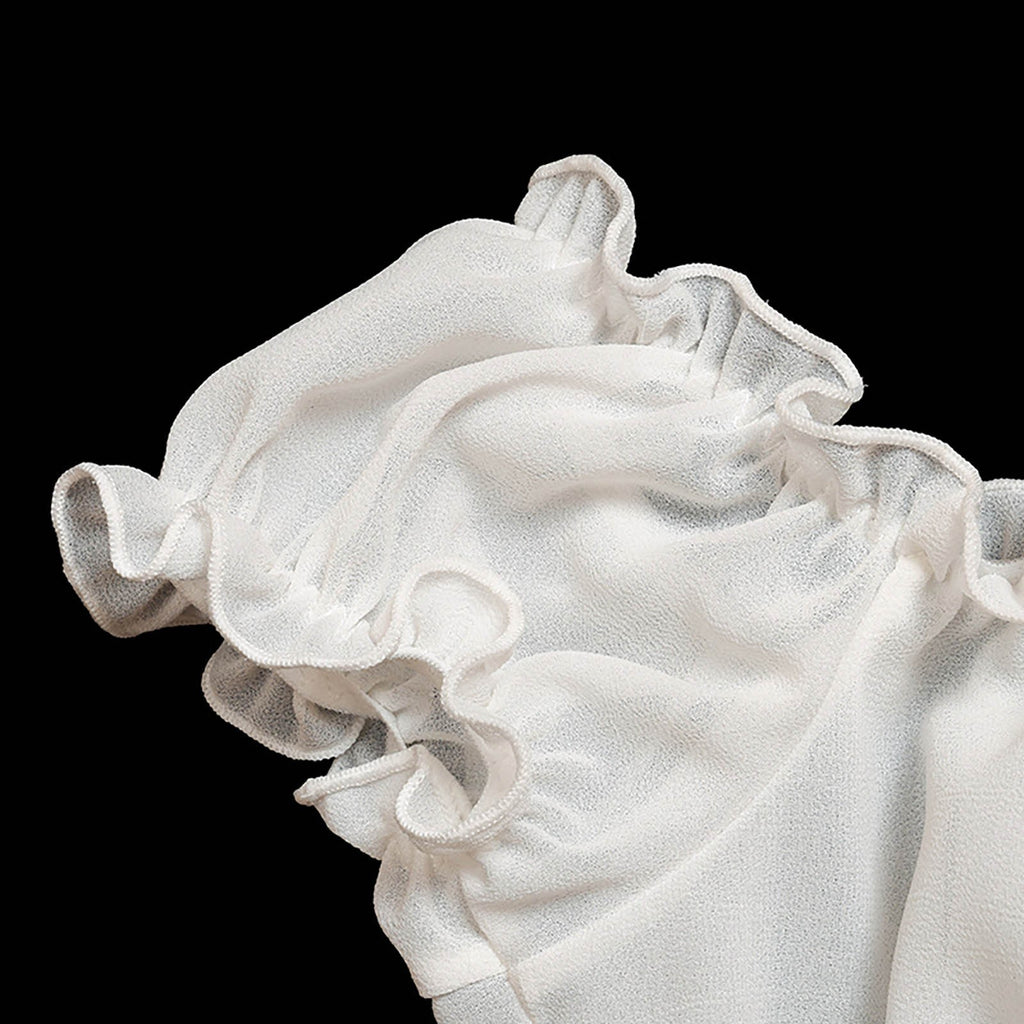 Pure White Strapless Mesh Sexy Split Suit