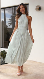 Summer Fresh off Shoulder Halter Lace up Personality Backless Maxi Dress