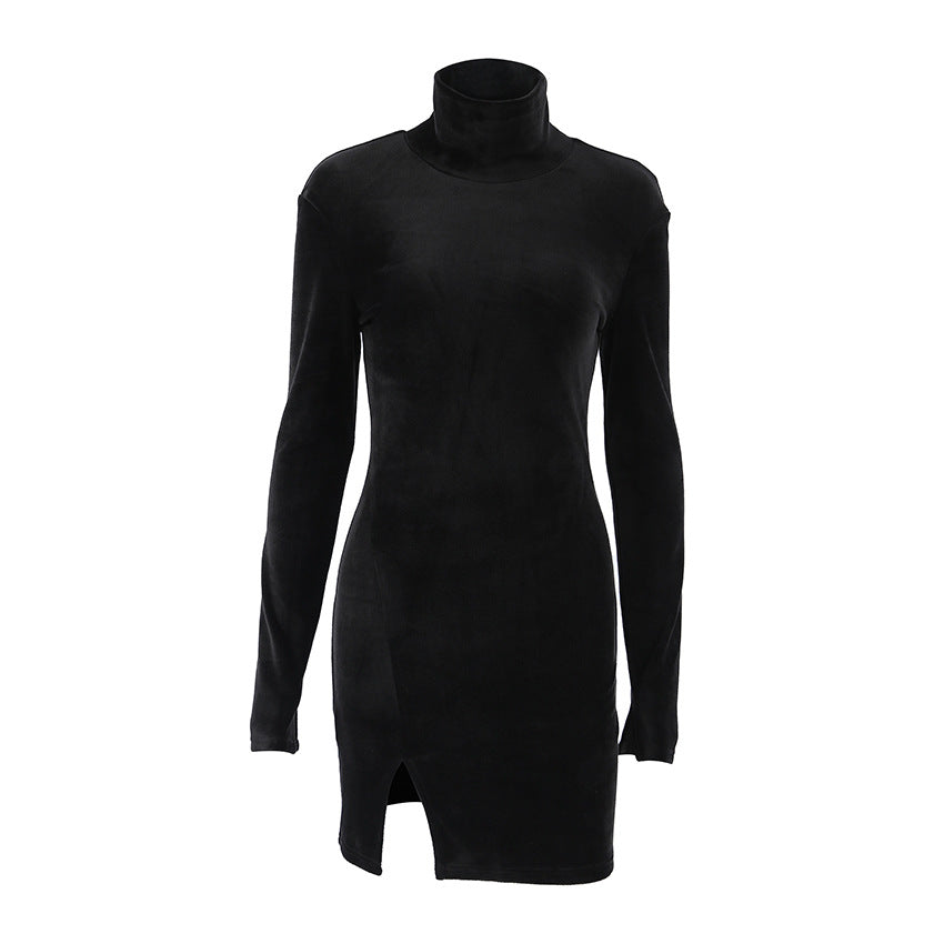Velvet Turtleneck Sheath Dress
