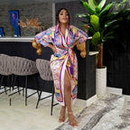 Women's Spring Retro Ethnic Women Clothing Printed Long Sleeved Shirt African Dress