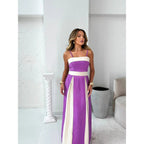 Women's Color Contrast High Waist Sling Top