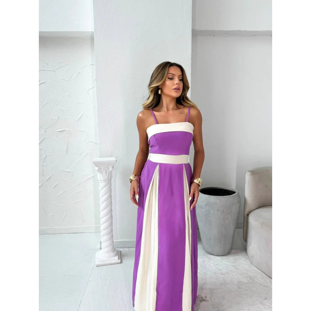 Women's Color Contrast High Waist Sling Top