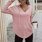 Women's V-Neck Drawstring Hoodie