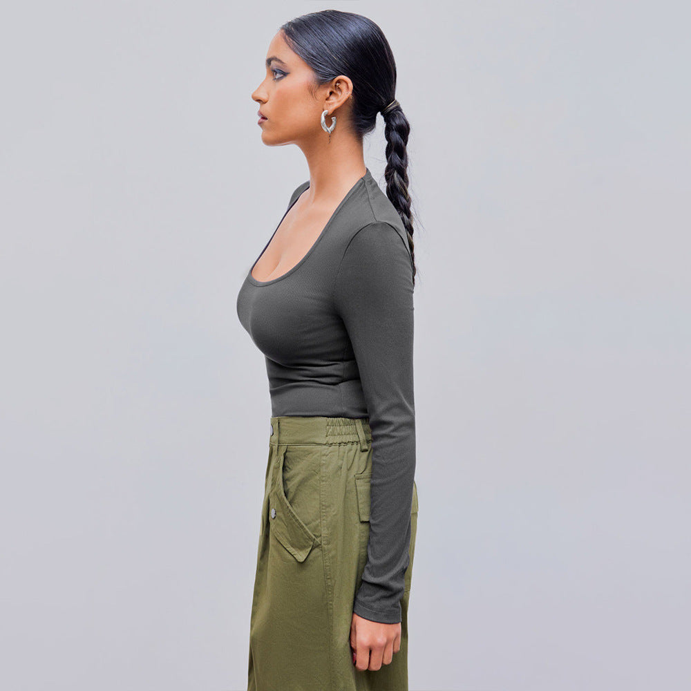 Simple Long Sleeve Bottoming Jumpsuit