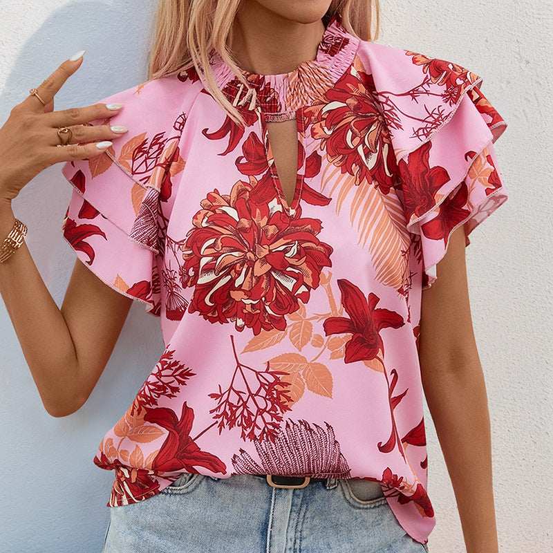 Printed Layered Sleeve Summer Shirt