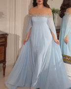 Women's Rhinestone Chiffon Long Sleeve Cutout Maxi Dress
