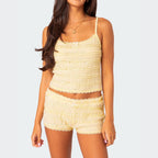 Women's Suspender Shorts Set Lace Vest Casual Sweet Home Wear Two Piece