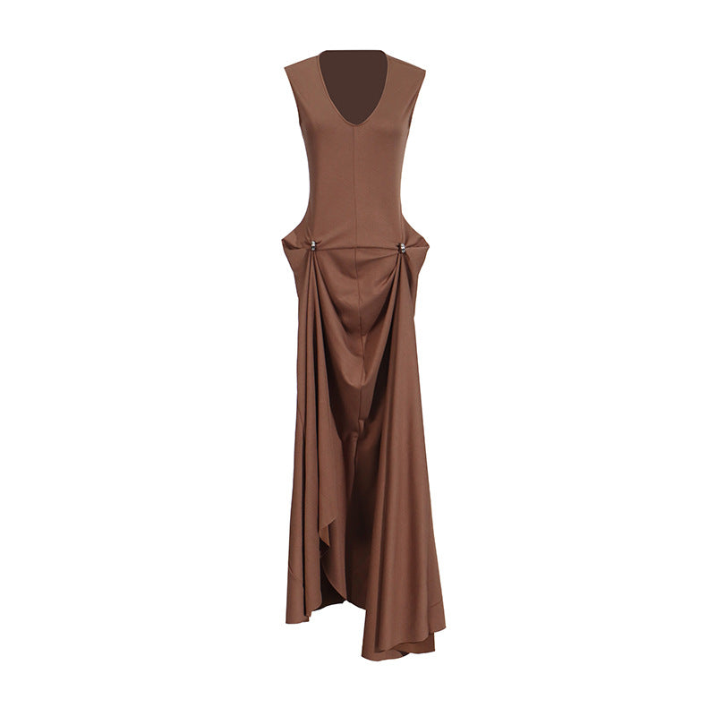 Women's Sleeveless V-Neck A-Line Maxi Dress