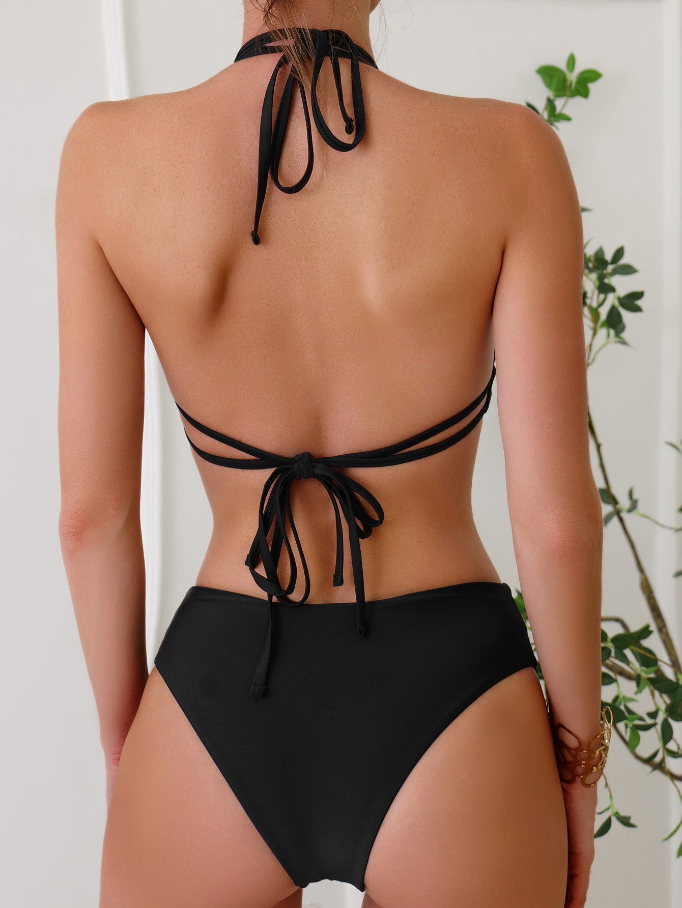 Solid Color Bikini Swimwear