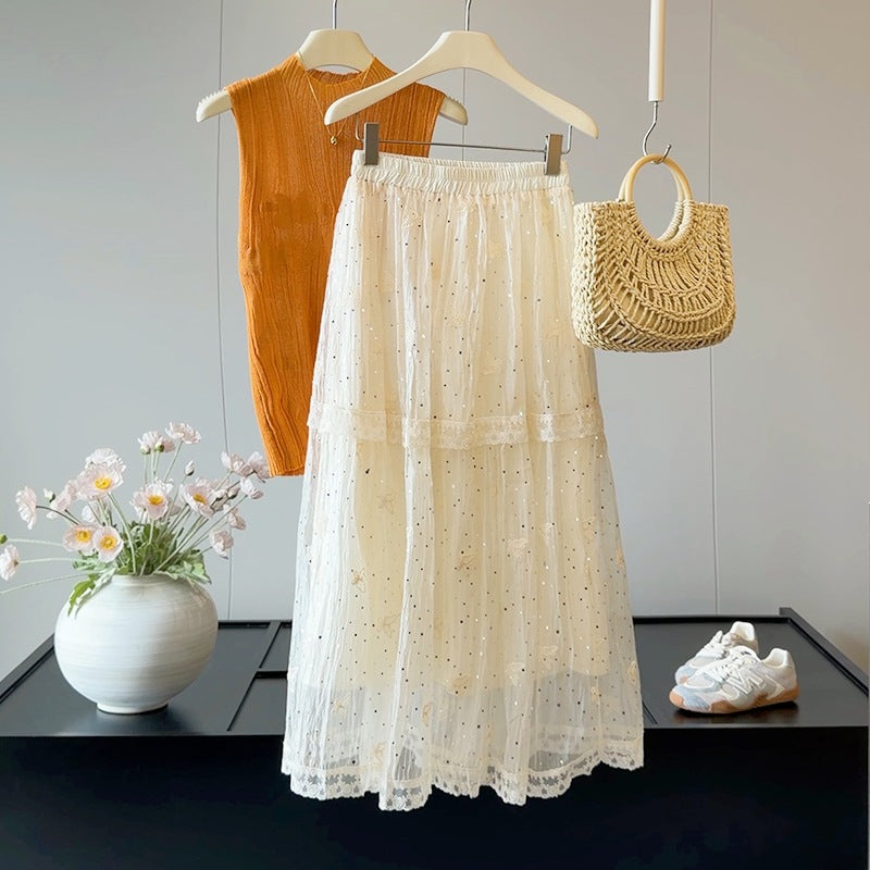 Glitter Embroidered Butterfly Lace Women Summer Sense of