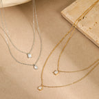 Women's Double Layer Water Drop Zircon Necklace