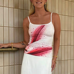 Women’s Abstract Floral Contrast Strappy Top