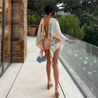 Summer Clothing Irregular Asymmetric Backless Hollow Out Cutout Deep V Plunge Neck Slim Dress For
