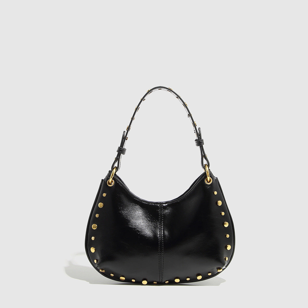 Women's Punk Rivet Saddle Shoulder Bag