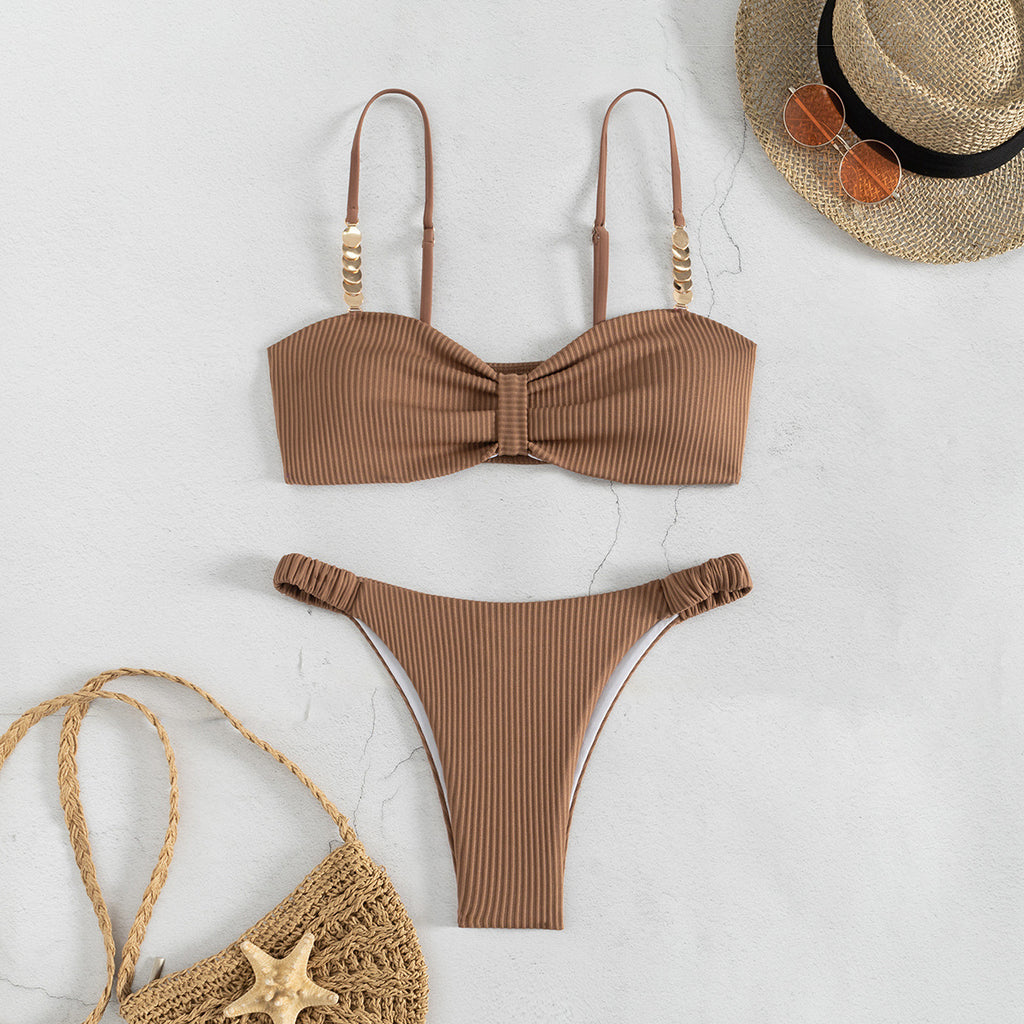 Solid Color Bikini Swimwear