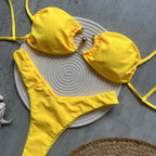 Yellow Metal One-piece Swimwear