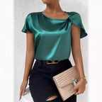 Women's Satin Short Sleeve Top