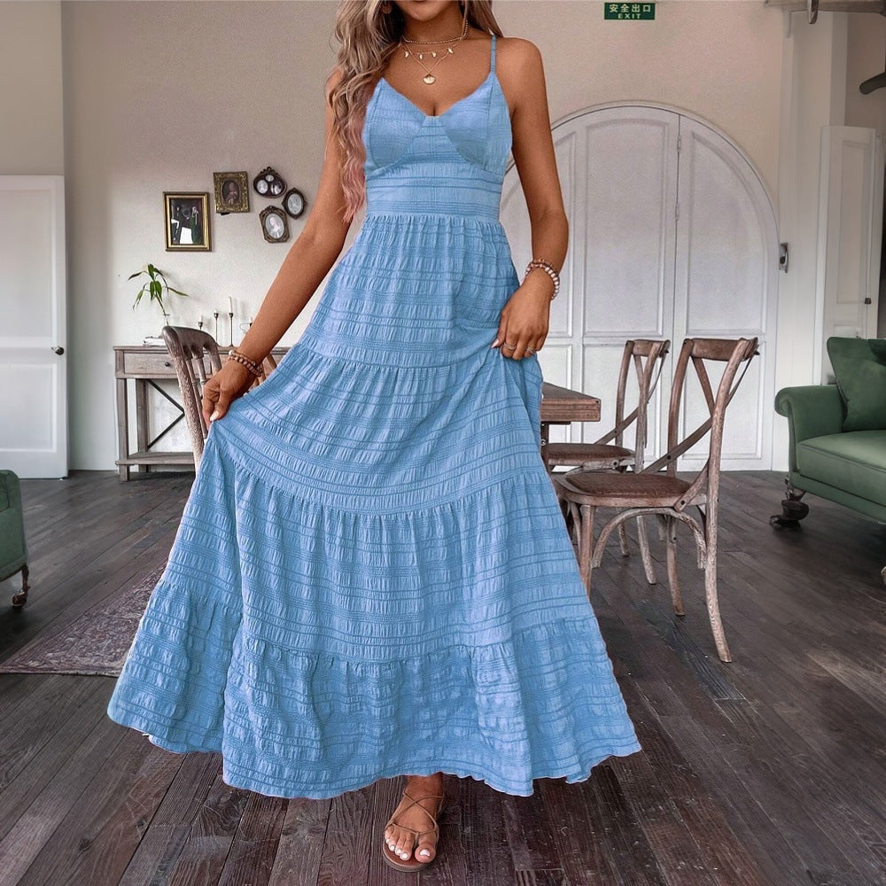Women's Women's Summer Elegant Solid Color Sling Large Swing Dress