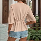 Solid Color V-Neck Summer Shirt