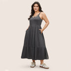 Plus-Size Pocketed Spaghetti-Strap Maxi Dress