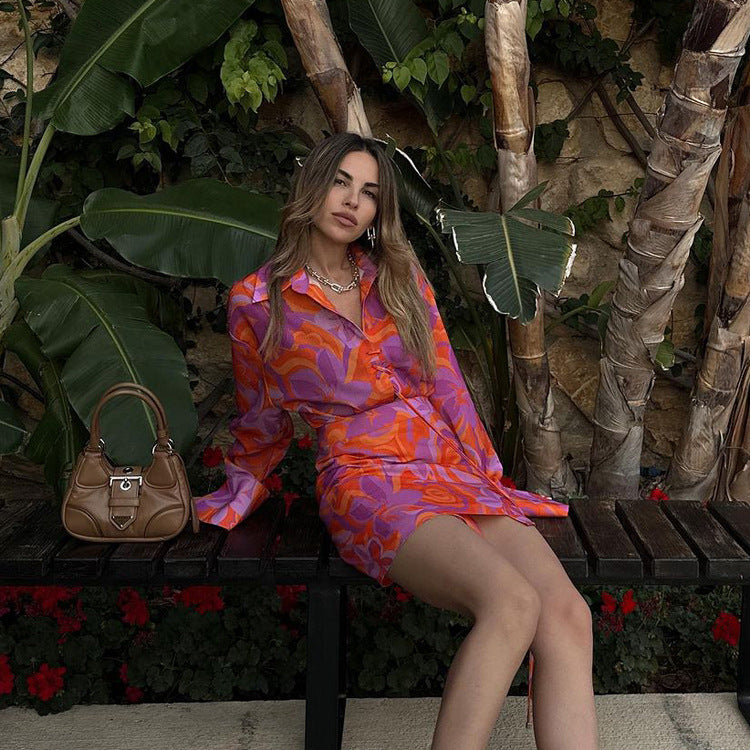 Printed Shirt & Skirt Set