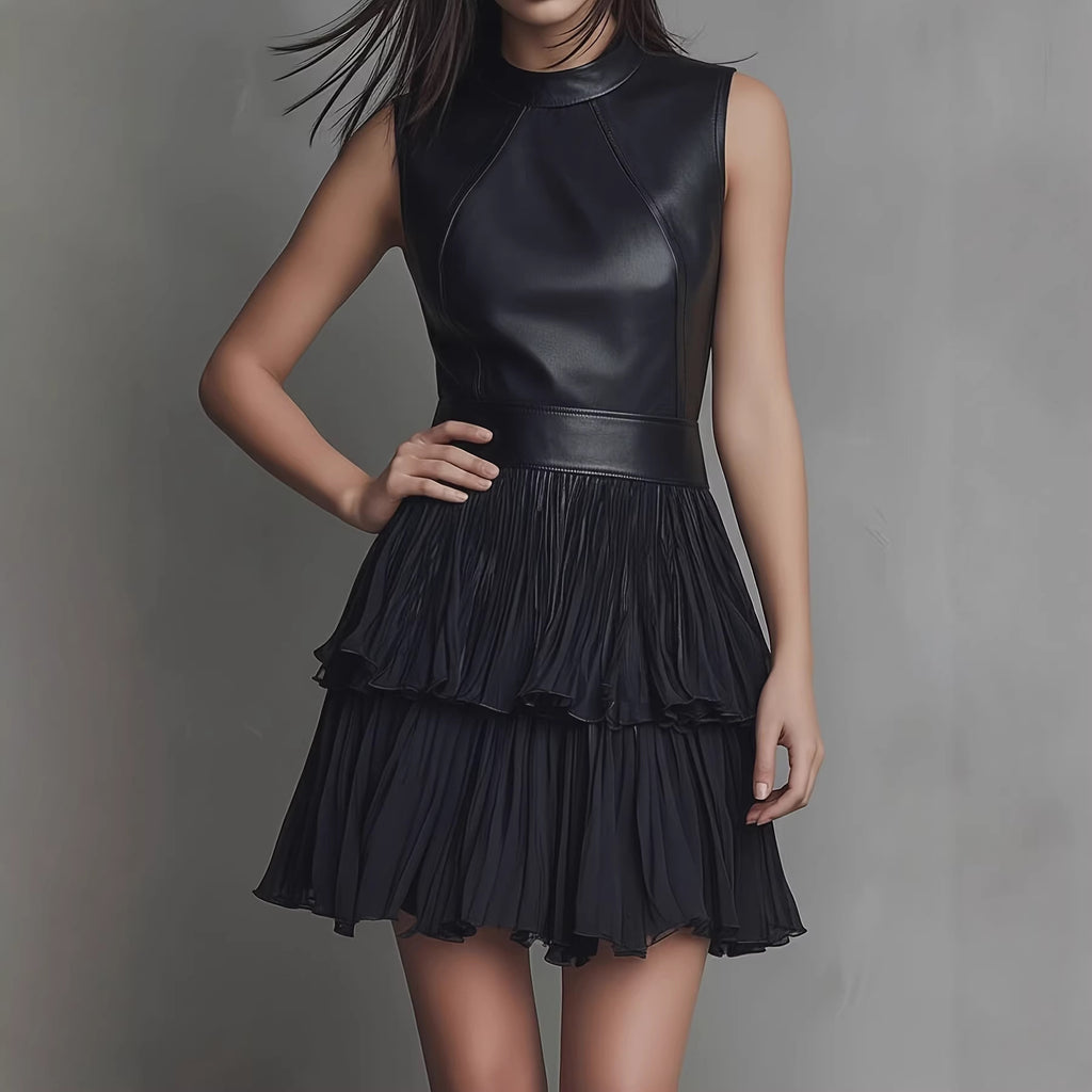Women's Pleated Ruffled Dress