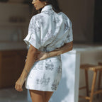 Printed Shirt & Hip Skirt Set