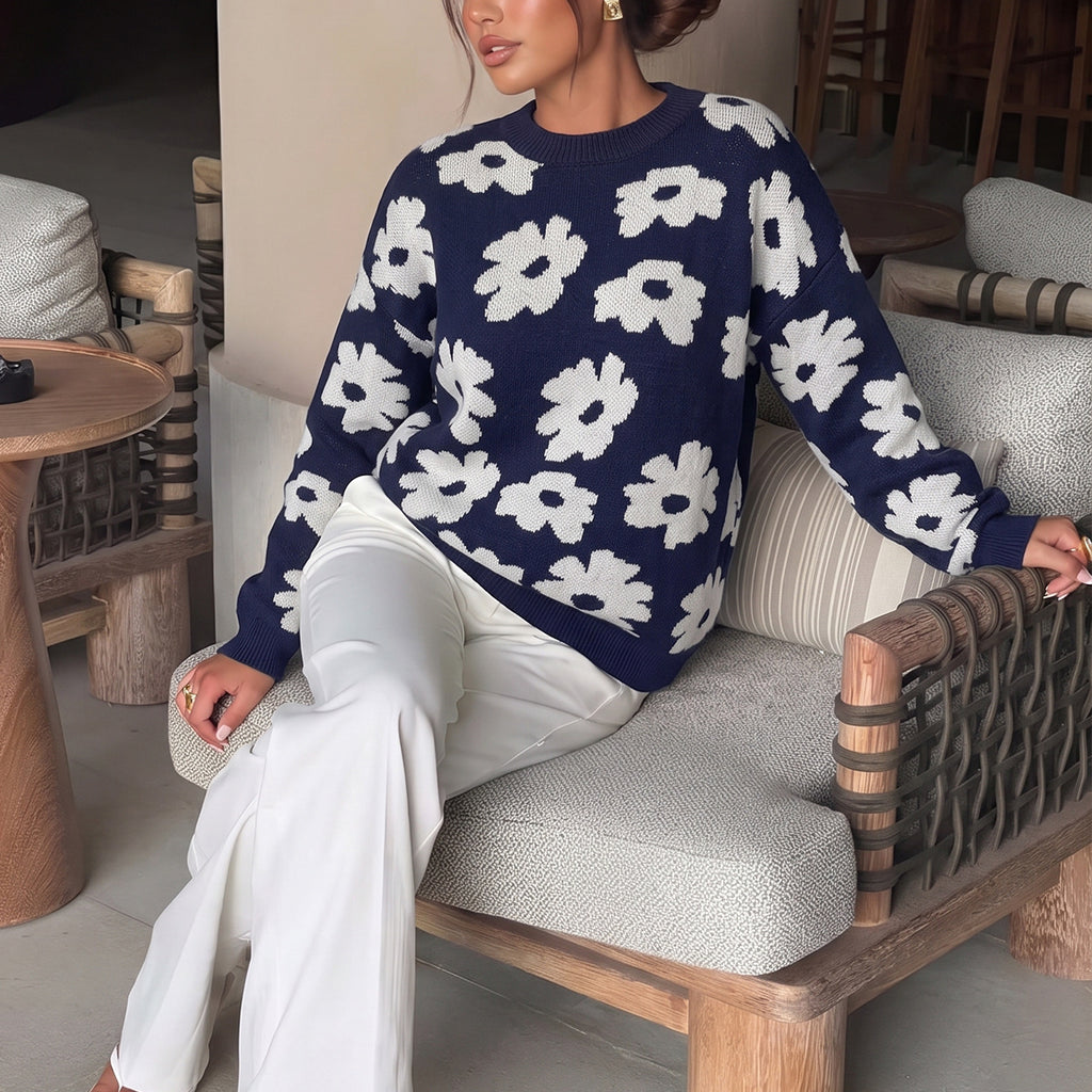 Women's Floral Knit Sweater