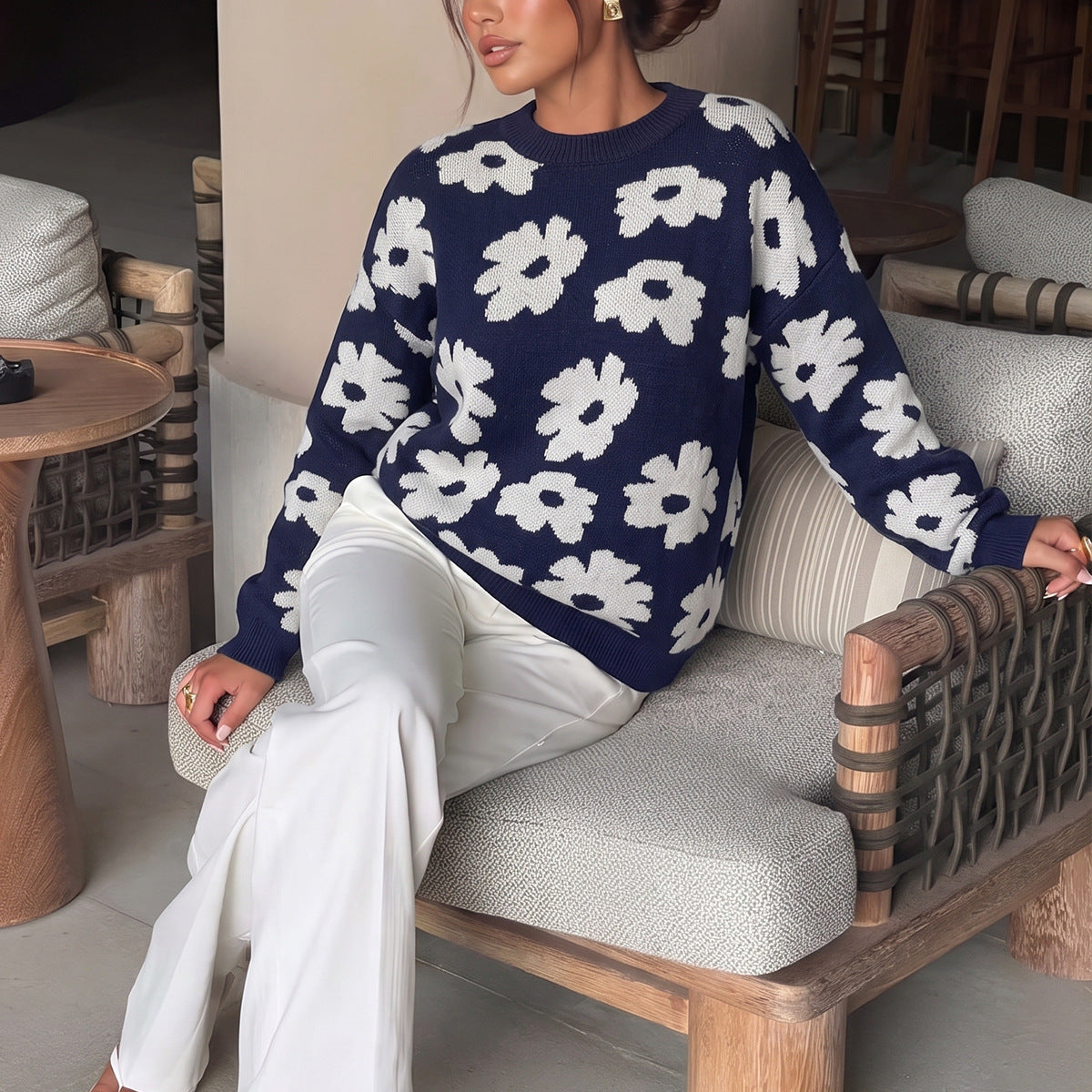 Women's Floral Knit Sweater