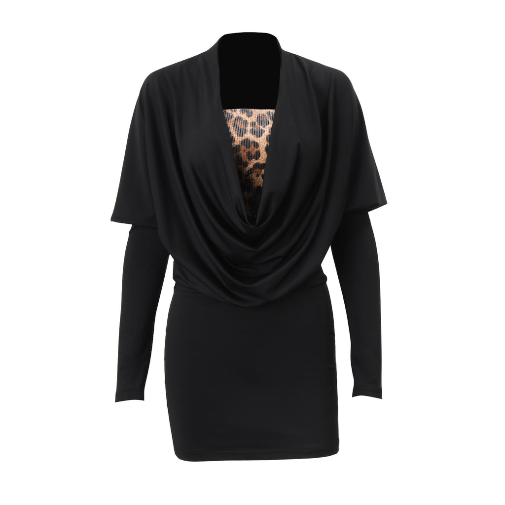Women's Ruched Cowl-Neck Mini Dress