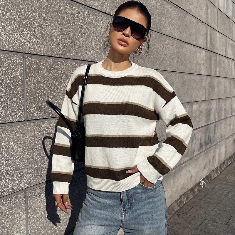 Autumn Winter Vintage Sweater Loose Shoulder Long Sleeve