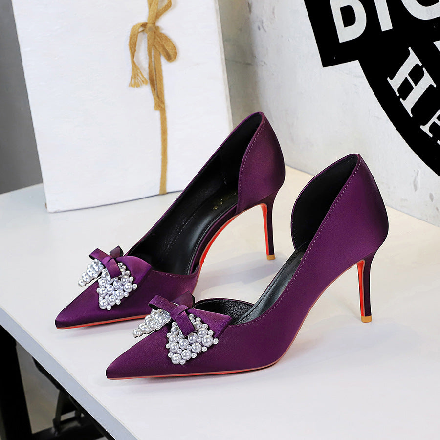 Pearl Bow Stiletto Heels