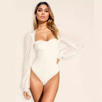 Slim Fit Patchwork Mesh Long Sleeve Jumpsuit