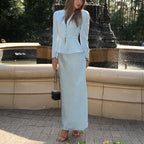 Printed Cardigan Top & Skirt Set
