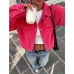 Plus Size Corduroy Collared Short Jacket