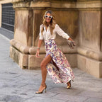 Summer Printed High Waist Slit Skirt