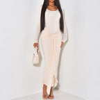 Women's Long-Sleeve Split Evening Maxi Dress
