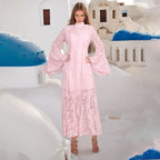 Women's Lace Embroidered Pleated Maxi Dress