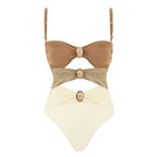 Brown Color Matching Swimsuit
