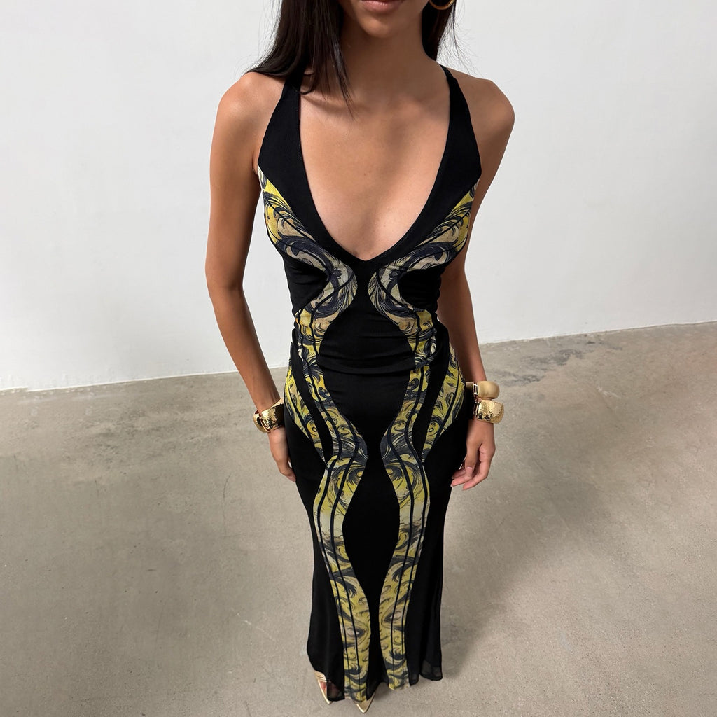 Women's Deep-V Fishtail Dress