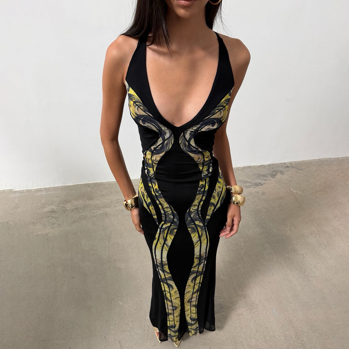 Women's Deep-V Fishtail Dress